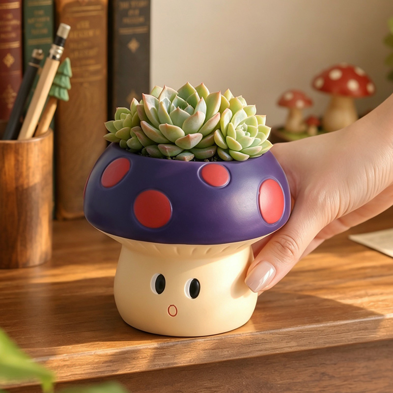 Schattige cartoon-paddenstoel  - Echeveria Succulent recensie en prijs